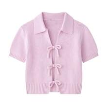 DEEKA Nouvelle arrivée printemps été Top tricoté femme chic décontracté minimaliste avec décoration de nœud