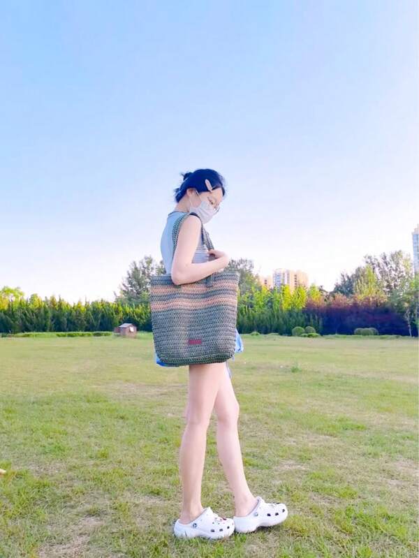 Woven Simple Design, Stripe Accent, Summer, Beach Vacation Style, Women Zipper Shoulder Bag, Underarm Bag, Suitable For Daily Use, Vacation Etc.