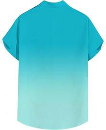 Men's Short Sleeve Button Up Hawaiian Shirt 1950s Vintage Bowling Shirts-20256688 - Gradient-turquoise - View 8