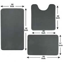 Local Delivery-Madeals Memory Foam Toilet Rug Set 3 Piece And Bathroom Mat With Toilet Lid Cover And Tank Cover Set Black - Carbon Grey - View 7