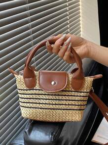 Bolso de mano con forma de silla de montar de paja, bolso de playa de verano, bolso de hombro/cruzado artístico de nicho, bolsita casual para el teléfono