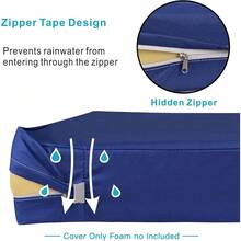 Local Delivery- Outdoor Cushion Slipcovers Waterproof 4 Pack Patio Chair Seat Cushion Covers With Zipper And Tie, 22 X 20 X 4 Inch, Replacement Cover Only - Navy - View 3