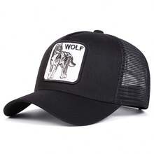 1pc Men's Wolf Embroidery Letter Trucker Hat, Casual Baseball Cap, Streetwear Style For Spring, Autumn, Travel, Vacation - Multicolor - View 11