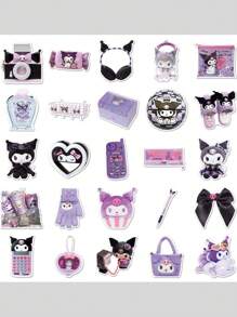 Sanrio 50 piezas de etiquetas engomadas del cuaderno de Sanrio Kulomi para maleta, etiquetas engomadas creativas impermeables para uso diario, decoración de artículos, disfraces festivos, regalos de fiesta