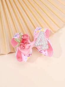 1 pieza Lazos de pelo rosa y blanco para niñas, lazos de pelo tipo margarita, accesorios de pelo lindos para niños y niñas pequeñas, regalos de verano - Multicolor - Ver 4