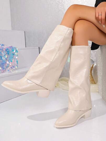 New Autumn/Winter Women Knee High Boots, Fashion Lady Pointed Toe Leather Thick Heel Slip-On Knee-High Boots, Available In Black, Brown, Coffee, Khaki, Beige, Leopard Print, Red,Party