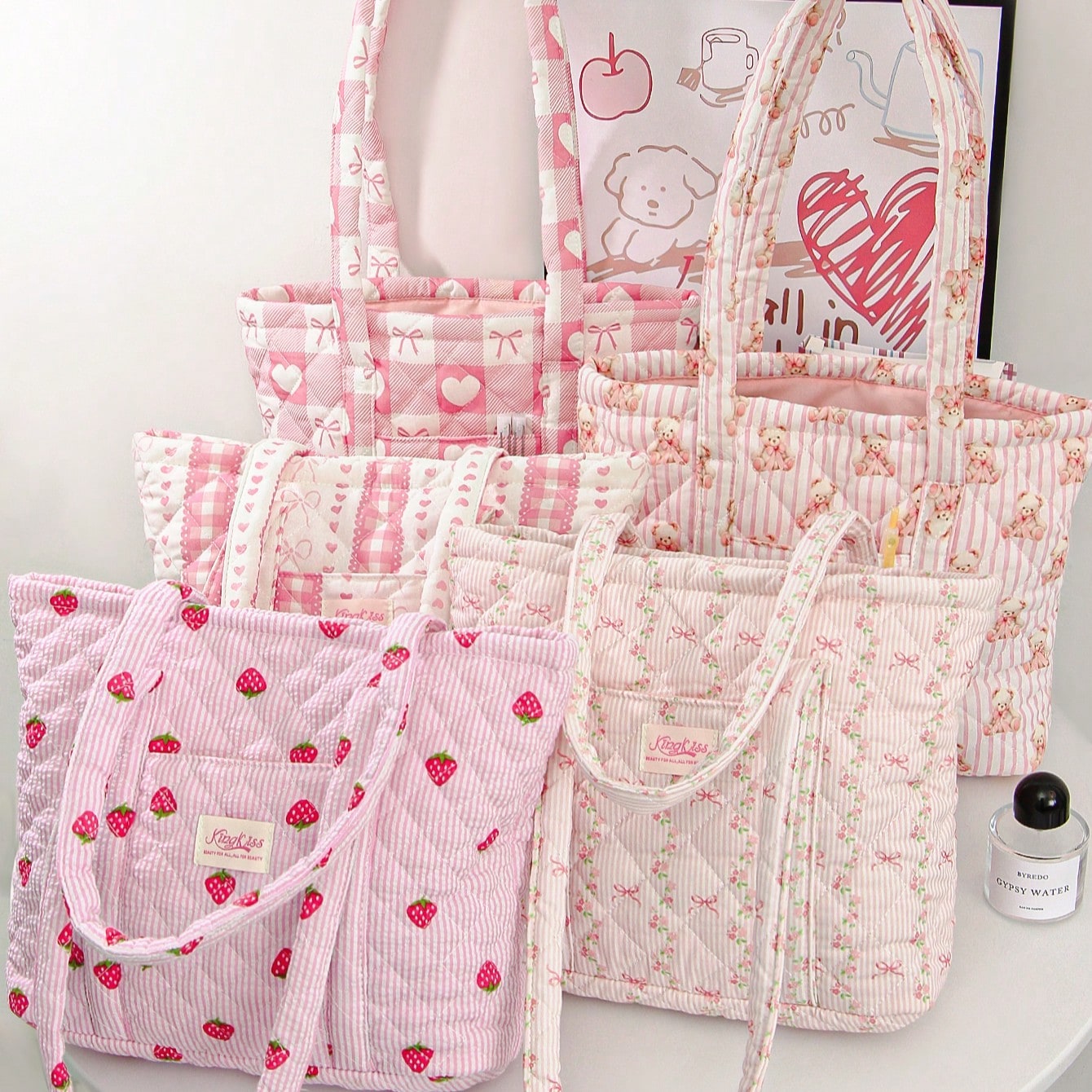 1pc Pink Cute Bow Quilted Large Capacity Women's Handbag, Suitable For Vacation, Shopping, Teenagers And College Girls. This Fashionable Tote Bag Is An Ideal Choice For University, Outdoor Activities, Travel, Picnic, Beach, Summer Essential, Vacation, And Backpack, With Large Capacity And Easy To Carry., Vacation