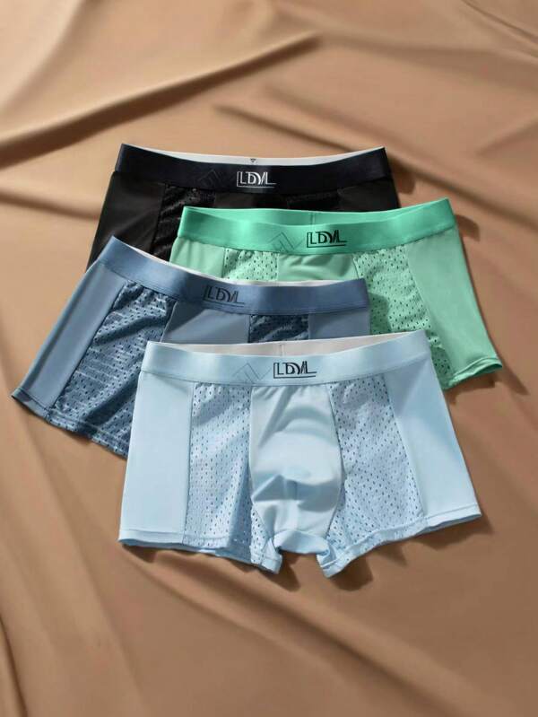 4 Stück Herren atmungsaktive Mesh Slips, leichte und bequeme Unterwäsche aus Eisseide