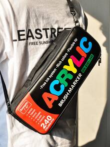 240 Colours Straight Liquid Acrylic Marker Bag Model, Bag Can Be Crossbody Or Handheld, Soft Brush Tip Markers For Rock, Wood, Fabric, Canvas, Glass, DIY Crafts, Vibrant Acrylic Paint Pens For Artists And Art Projects,For School Supplies,Back To School - Multicolor - View 6