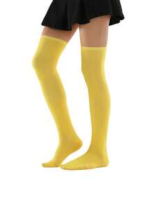 1 Paar vielseitige und bequeme Oberschenkel-hohe Socken für Teenager Mädchen, Kinder atmungsaktive Overknee-Sportsocken Einfarbig, geeignet für Mädchen und Jungen von 10-16 Jahren - Verschiedenfarbig - Übersicht 13