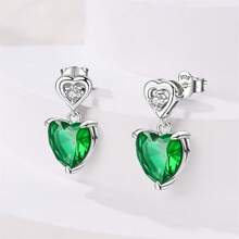 1 paire de boucles d'oreilles élégantes et de luxe en argent sterling S925 avec zirconias roses et verts. Convient comme cadeau pour les banquets, les fêtes, les mariages, les anniversaires et la Saint-Valentin pour les femmes.