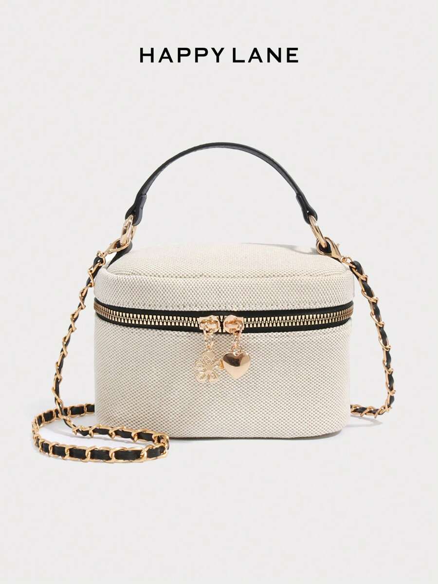 HAPPY LANE Bolso de hombro de mujer de tweed de HAPPY LANE, bolso de diseñador clásico inspirado, bolso cruzado elegante con asa de perla, versátil para compras, estilo casual, trabajo y eventos