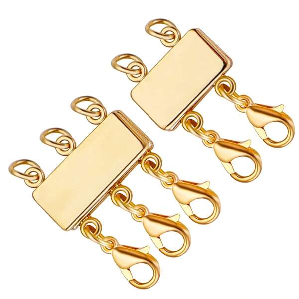 1 peça de fechos para colar em camadas, conector magnético para colar, separador magnético dourado para colar em camadas com fechos de vários fios para pulseira em camadas