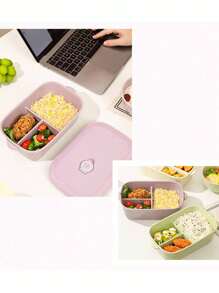 1pc Ceramic Bento Box, Square Compartment Lunch Plate, Airtight Meal Prep Container, High-Quality Lunch Box For Students