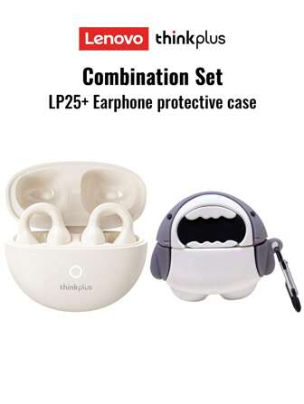 Lenovo 联想LP25蓝牙耳机，带保护盒，骨传导运动耳机，蓝牙5.4，环绕立体声，ENC主动降噪，低延迟游戏体验，超长续航，智能触控，佩戴舒适，兼容苹果、安卓和平板电脑。