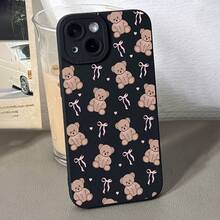 1 Cute Bowknot Heart Bear Pattern Black Matte Angel Eye Phone, TPU Material Shockproof Lightweight Protective Cover, Compatible With 16/11/13/15/15 Plus/15 Pro/15 Pro/12/14 Pro/XS/XR/11 Pro/11 Pro/12 Pro/12 Pro/13 Pro/13 Pro/14 Pro/14 Plus//8 Plus Matte Angel Eye - Black - Bowknot Bear LB - 規格 - 查看 4