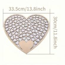 101pcs Heart-Shaped Wooden Guest Book With Gift Box, Rustic Style Wedding Anniversary Memorial Signature Book Instead Of Traditional Guestbook