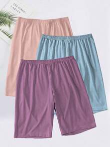4 piezas Pantalones cortos de dormir informales para mujer talla grande, pantalones cortos de salón suaves y cómodos con cintura elástica en talla grande
