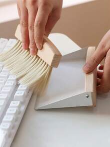 Portable Mini Dustpan And Broom Set - Multifunctional Wooden Handle Cleaning Brush Kit For Desktops, Keyboards And Small Gaps - , Seamless Cleaning, Easy To Use