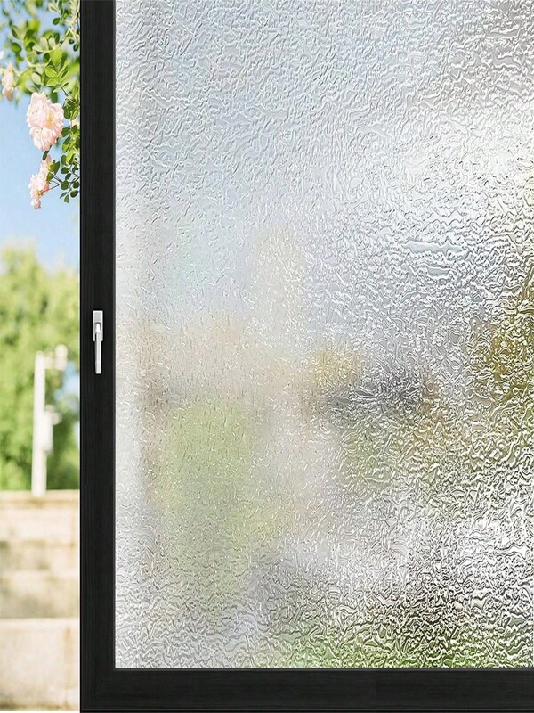 1 Pieza de Película opaca para ventana, película de privacidad de vidrio esmerilado sin adhesivo, pegatinas decorativas adhesivas de estática para el hogar, baño, dormitorio, cocina, oficina, con patrón de ondas de agua, protección UV, cortinas de ventana día y noche, decoración de pared para puertas de baño del hogar, adhesivos decorativos esmerilados