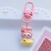 Sanrio 1 pièce (agréée) Porte-clés anneau de natation Sanrio 888 avec crochet, accessoire de dessin animé mignon, cadeau parfait pour les meilleurs amis ou les jeunes filles. Accessoires pour voiture, breloques de sac, sacs à dos pour l'école disponibles en gros.