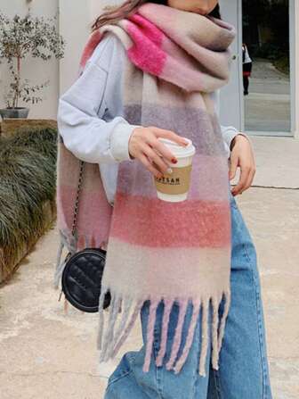 1条可爱时尚的卡通北京烤鸭图案优质柔软围巾，保暖舒适，适合女性日常、通勤、户外、居家休闲、旅行、节日礼物、服装配饰。