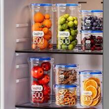 4pcs Round Airtight Canisters With Lids, Clamp Seal Food Storage Containers Suitable For Spices, Herbs, Fruits, Grains, Etc. Suitable For Fridge, Kitchen, 4 Sizes, Reusable, Great For Home Organization