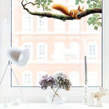 Whimsical Squirrel Climbing Tree Window Sticker - Self-Adhesive PVC Decal For Home Decor, Decorative Art Animal Print Design, Irregular Shape Disposable Sticker, Living Room Decor | Nature Style Decor, Squirrel Decor