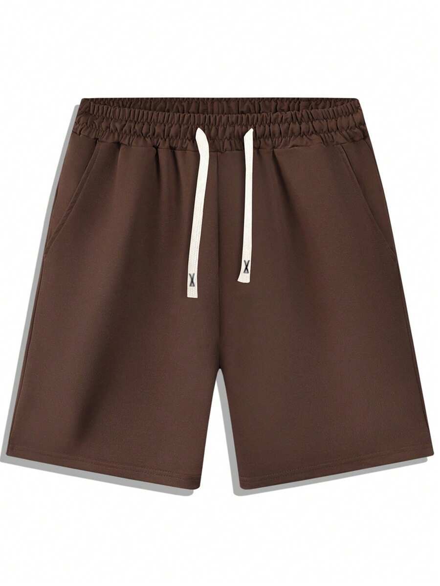 Summer New Arrival Men's Shorts Solid Color Casual Sports Shorts Drawstring Waist Fitness Running Shorts