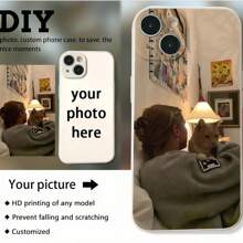 1 pieza de Funda de teléfono personalizada de TPU a prueba de golpes, color negro, apta para Apple 16/15/14/13/12/11 Plus Pro Max Pro, Galaxy, OPPO, Redmi, etc. Puede personalizarse como regalo para el Día de la Madre, Día del Padre, Acción de Gracias, cumpleaños para familiares/amigos/parejas