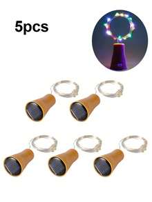 1pc/5pcs 6.6ft 20LED Solar Powered Wine Bottle Lights, Cork Shaped Fairy Lights, ABS Material, Wreath Christmas Lights, Copper Wire Home Decor Lights, Suitable For Home, Holiday, Party, Garden Decor, Warm White/White/Color - Consumables - Multicolor - View 16