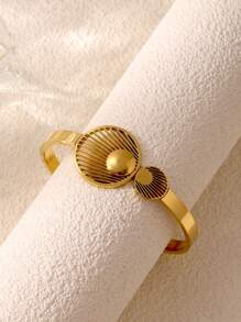 1 pieza de pulsera ovalada de acero inoxidable de lujo ligero y elegante, abierta, joyería representativa elegante y de moda, apta para uso diario y como regalo para fiestas
