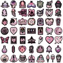 50pcs Punk Gothic Style Printed Stickers, Personalized Decorative For Guitar, Notebook, Luggage, DIY, Cross-Border School Supplies,Back To School