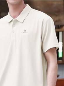CAMEL CROWN Tricou polo pentru bărbați, cu uscare rapidă, primăvară și vară, cu mânecă scurtă, pentru exterior, cu uscare rapidă, sport casual, cu guler.