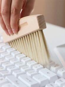 Portable Mini Dustpan And Broom Set - Multifunctional Wooden Handle Cleaning Brush Kit For Desktops, Keyboards And Small Gaps - , Seamless Cleaning, Easy To Use