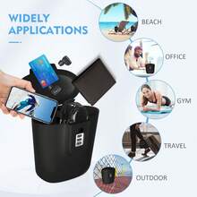 2L Portable Anti-Theft Lock Box For Mobile Phone, Cash, Keys, Wallet, Camera, Jewelry, Passport, Headphones, Medicine, 3-Digit Password, Safe With Lock Anti-Theft, Portable For Use At Beaches, Pools, Hotels, Resorts, Gyms, Private Homes, Offices, Parks, Campsites, Cars, Hospitals, 19*18*10cm, Black - Black - View 5