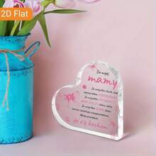 1 pezzo Targa acrilica a forma di cuore con fiocco rosa e citazione lucida - Perfetto regalo per la Festa della Mamma o Compleanno, Decorazione da tavolo classica, Utilizzo multifunzionale, Senza batterie necessarie, Targa e statua decorativa