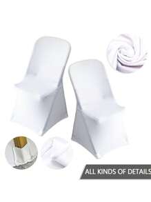 100pcs Chair Cover Polyester Spandex Chair Cover Stretch Cover For Wedding Party Dining Room Folding Chair Cover (Black, White)
