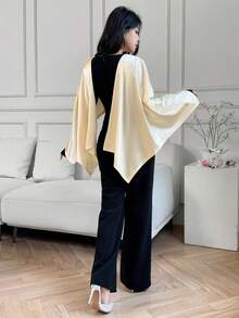 Women's Elegant Long Sleeve Satin Splice Jumpsuit