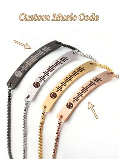 1PC Customized Music Fashion Adjustable Bracelet, Personalize Your Favorite Songs, Simple Daily Style, Unique Ideal Gifts For Her Girlfriend, Mom, Family, Friends, For Anniversaries, For Birthdays, For Daily Wear, For Valentine's Day, For Party, For Prom, For Mother's Day,Junior High School Students,Middle School Students,High School Senior High School Students,College Students,University Students,Freshman,Sophomore,Underclassmen,Black,Silver,Gold,Stylish,Colorful,Vintage,Simple,Unisex,Casual,Cuties,Custom,Personalized,Unique,Ideal Gifts For Him,Ideal Gifts For Her,Her,Boyfriend,Girlfriend,Dad,Mom,Family,Friends,For Anniversaries,For Birthdays,For Graduation,For Prom,For Party