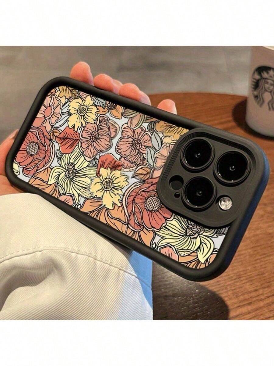 Funda para phone 16 Pro Max, 15 Plus, 14, 13, 12, 11 y XS. Diseño floral MAMA. Funda protectora de silicona TPU antigolpes. Ideal para chicas y mujeres. - Negro - Ver 1