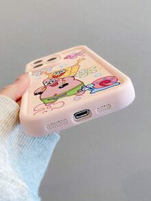 SPONGEBOB 1 件粉色可爱海绵宝宝星星图案防震穿孔手机壳，适用于 16/15/14/13/12/11 Pro Max/12 Pro/14 Plus 防水防摔防刮 - 彩色 - 查看 3