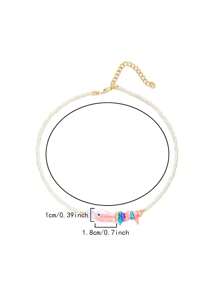 1 pieza Collar único de estilo bohemio con diseño de pez de cerámica, perla blanca y cuentas. Adecuado para uso casual, de playa y de vacaciones para mujeres. Regalo ideal (el color y la cantidad de coral detrás del pez varían al azar, las formas asimétricas de las perlas pueden variar ligeramente debido al lote)
