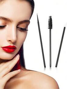 200/100/50 Pcs Disposable Mascara Wands Lip Wands Set, 50 Pcs Black Eyelash Brushes 50 Pcs Lipstick Wands 100 Pcs Micro Makeup Brush Lipstick Lipgloss Applicator With Organizer Box For Eyelash Extensions Lip - Black - View 6