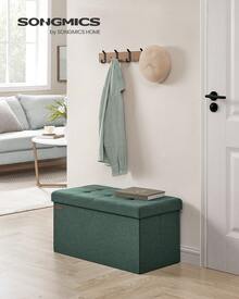 SONGMICS 30 Inches Folding Storage Ottoman Bench, Storage Chest, Foot Rest Stool, Bedroom Bench With Storage - Dark Green - View 1