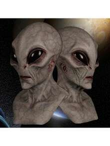 1 Piece, Halloween Alien Vampire Costume Anime Cosplay Sci-Fi UFO Alien Mask Horror Headdress Latex Mask Synthetic Latex Realistic Mask Fun Full Neck Headdress Prank Props Daily Role Play Costume Shooting Props Bar, Club Rave Party Supplies, Stage Performance Accessories (Latex Material Has A Slight Odor)