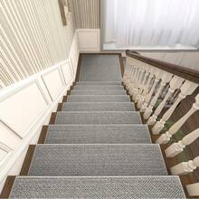 1/7/15pcs Non-Slip Stair Treads, Rubber Backed Carpet Stair Runners, Suitable For Stairs, Wooden Steps, Noise-Reducing Mats, Linen Material, Suitable For Elderly, And Pets, Machine Washable - Grey - View 4