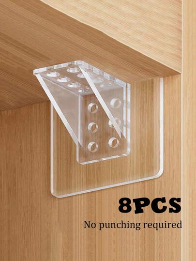 8/6/4/1 Pcs Hole-Free Partition Bracket, Wardrobe And Cabinet Multi-Layer Shelf Triangle Support Bracket, Mother-Child Partition Bracket, Bookshelf Multi-Layer Shelf Bracket, Seamless Installation, Adjustable Telescopic Shelf Bracket, Specially For Glass Multi-Layer Shelves