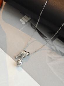1pc Fashion Versatile High-End Apple Zirconia Pendant Necklace, Suitable For Men And Women For Daily Commuting, Travel, And Vacation