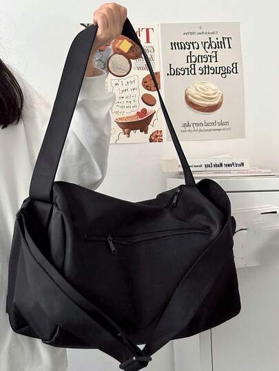 La nueva moda clásica del Joker de unicolor, de gran capacidad y con múltiples bolsillos, con auriculares, está diseñada para ser ligera y portátil, y el bolso de hombro es adecuado para viajes al aire libre y viajes a corta distancia. Bolso para accesorios escolares, artículos escolares, artículos esenciales para viajes, vacaciones, bolsa de viaje, equipaje, maleta, bolso de viaje para mujeres